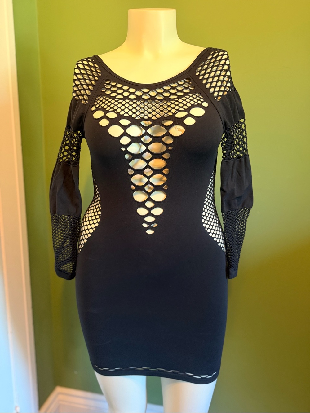 La SENZA Black Cutout Mesh Mini Dress